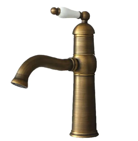 Antique Brass Gooseneck Porcelain Single Handle Swivel Kitchen Bathroom Sink Basin Faucet Mixer Taps anf114