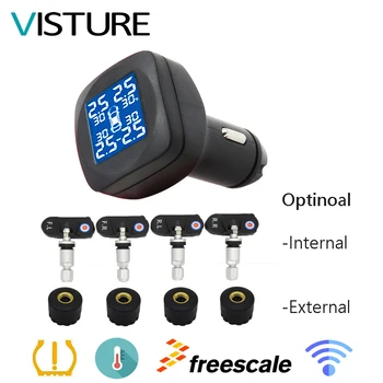 

TPMS Car Tire Pressure Alarm Monitor System 4 External / Internal Sensor Alarm for hyundai honda toyota tyre gauge meter T05