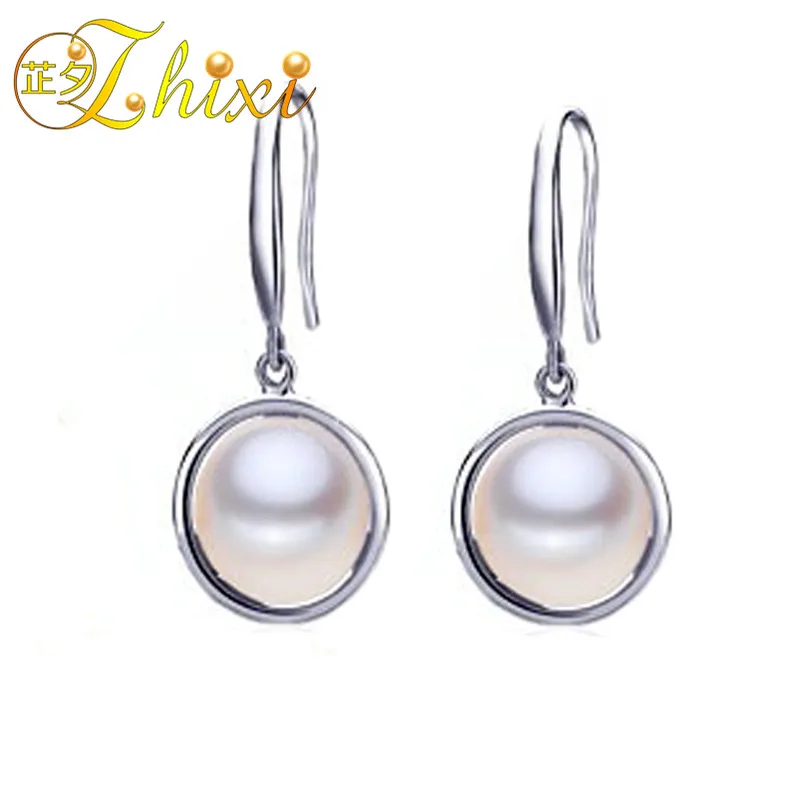 

[ZHIXI ]Fine Pearl Jewelry Natural Freshwater Pearl Earrings Big Drop Earrings For Women Anniversary Gift E10623