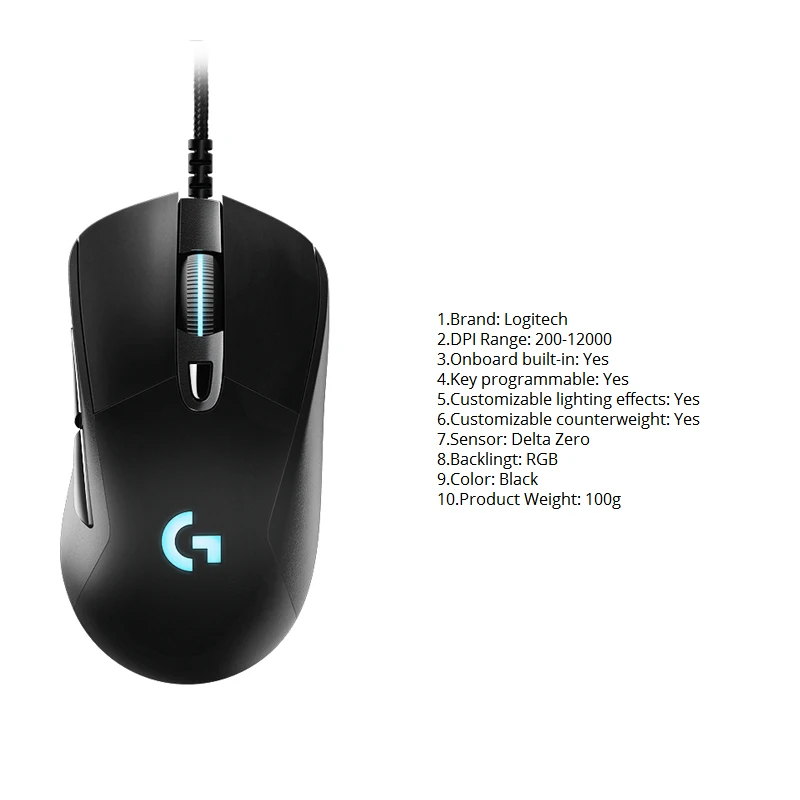 Оригинальная мышь logitech G403/G502/MX518/G402/G302/G102/G300s Проводная игровая мышь с поддержкой настольного компьютера/ноутбука Windows 10/8/7