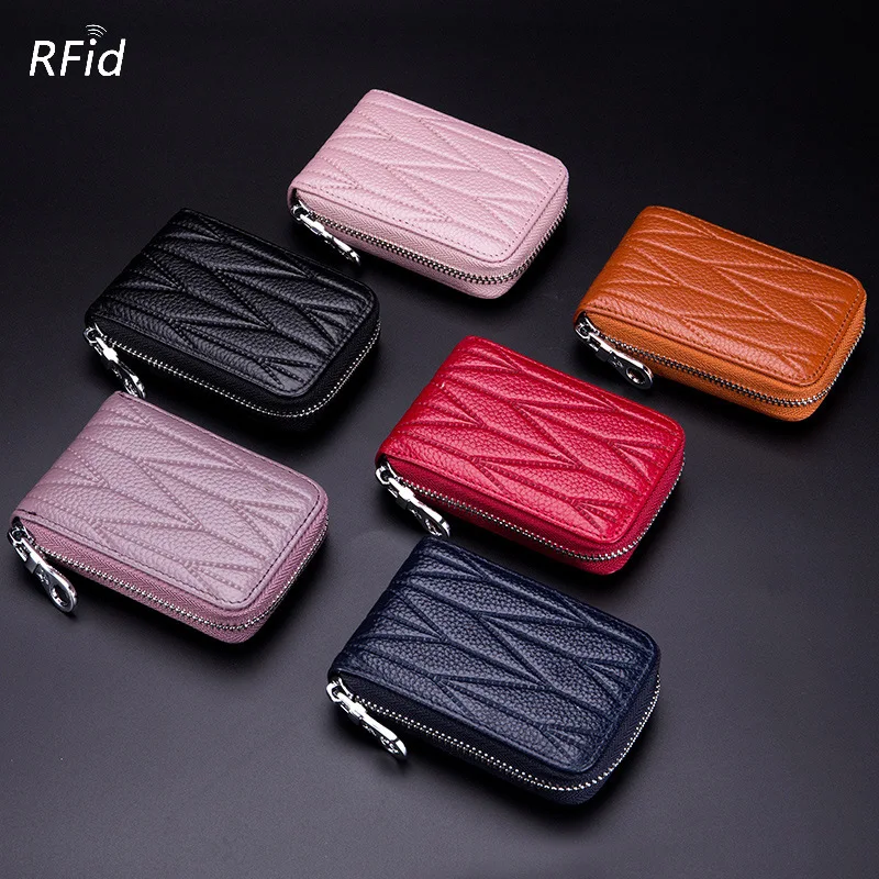 

2019 New Style Genuine Leather Credit Card Holders Rfid Wallet Business Bank Card Case Cardholder Card & Id Holders porte carte