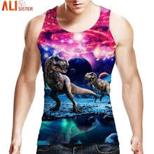 Летняя майка с принтом динозавра 3d жилет с забавными животными мужские трусы в стиле хип-хоп повседневные топы без рукавов футболки для бодибилдинга