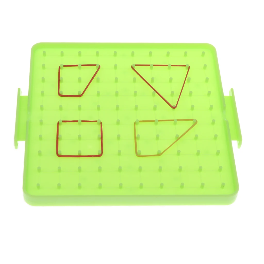 Plastic Geo Board with Colorful Rubber Bands, Early Mathematics Teaching Aids Learning Tools, 4 Colors Chosen