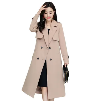 

2019 New Spring Autumn Korean Waist Long Trench Coat Women Ladies Windbreaker Winter Coat X343