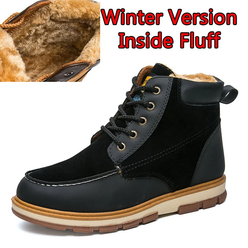 SURGUT/брендовая модная новинка года; сезон осень-зима; мужская повседневная Рабочая обувь; теплые плюшевые удобные нескользящие зимние ботинки; размеры 39-46 - Цвет: Winter Black