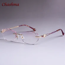 Бренд Chashma, цветные линзы, модные очки, оправа для женщин, оптические очки без оправы, сплав, очки, женские очки с камнями