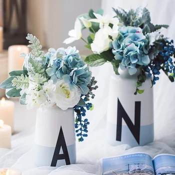 

Nordic Minimalist Black And White Letters Ceramic Vase Living Room Flower Arrangement Creative Table Vase