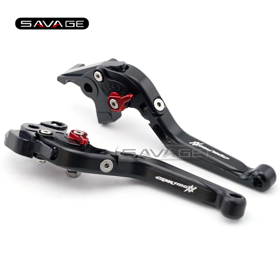 

For HONDA CBR 1100XX 1997-2007 Black Motorcycle Adjustable Folding Extendable Brake Clutch Levers logo CBR1100XX