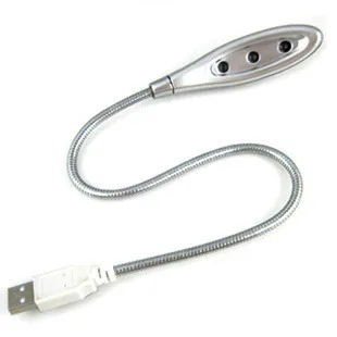 

3 LED Flexible White Flashing USB2.0 Notebook Laptop PC Reading Lamp Light