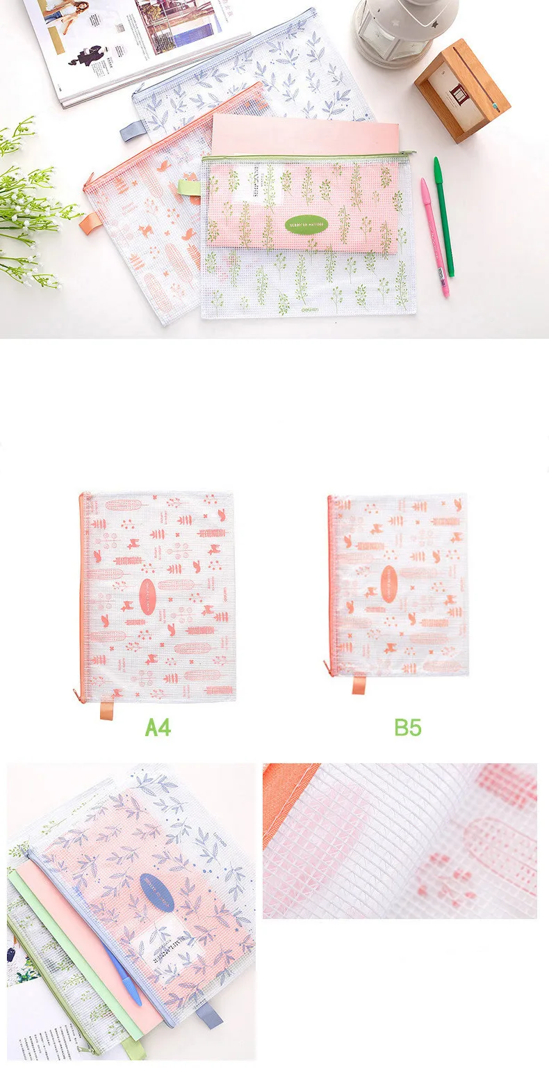 1 шт. Водонепроницаемая Складная сетка Kawaii A4 папка для файлов стол органайзер для бумаг сумка для хранения офисные школьные канцелярские принадлежности
