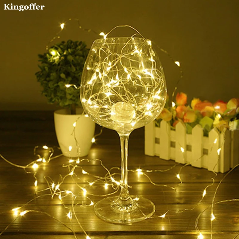 

Kingoffer 2M 3M 4M 5M 10M Led Starry String Fairy Lights Silver Copper Wire AA Battery Operated for Christmas Xmas Wedding Decor