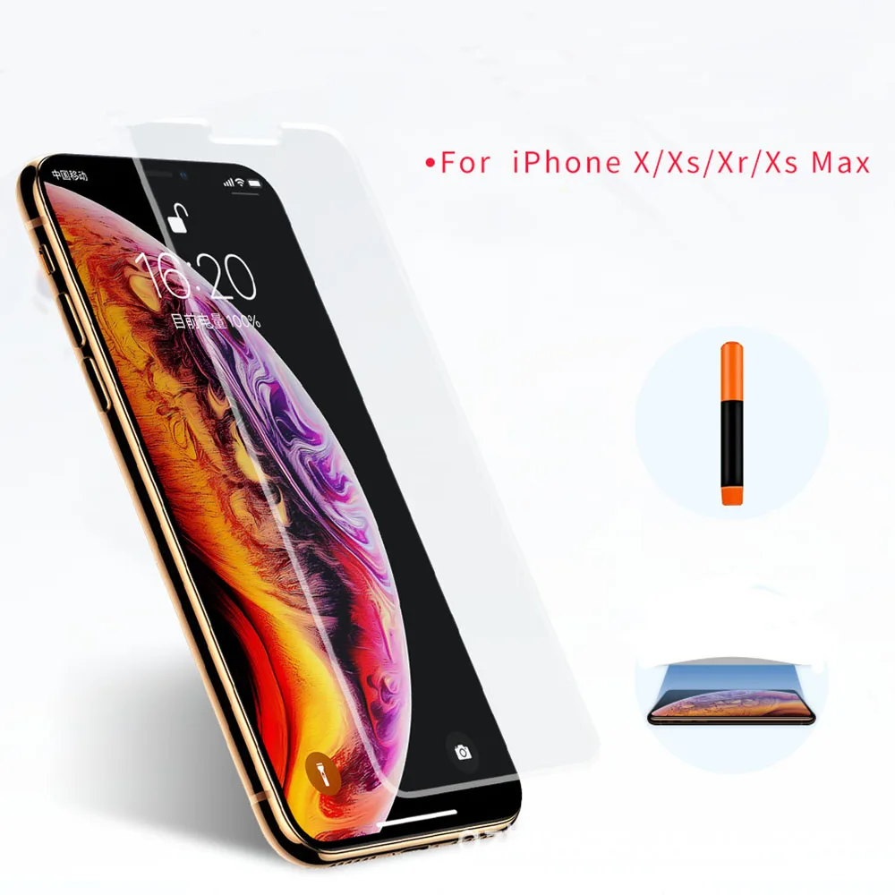 

Screen Protector for Iphone XS Max Nano Liquid Full Glue Tempered Glass & UV Light & Liquid Glue for Iphone X XR XS UV Glass