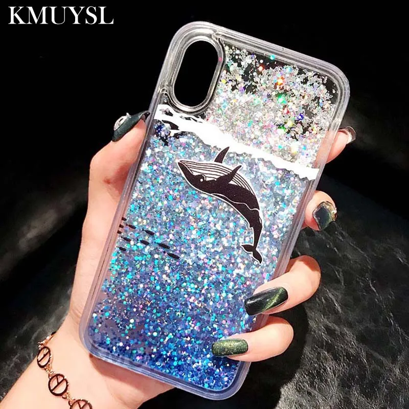 

Liquid Quicksand Case for Huawei Honor 8X 7C Mate 20 Lite P 10 P20 Pro P Smart Plus Nova 3i 3 Y9 2019 Cartoon Whale Fish Cover