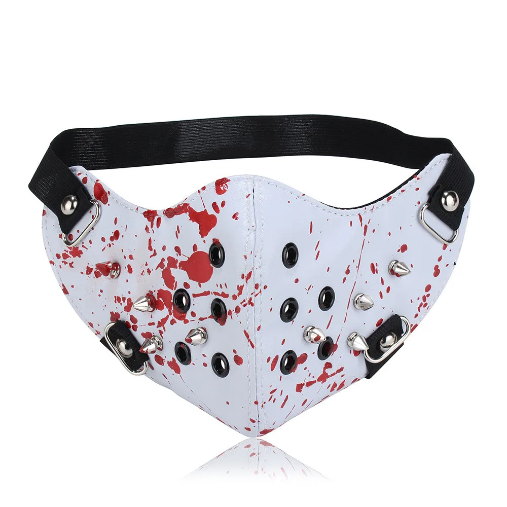 

Double-sided European and American best selling leather personalized punk rivet motorcycle mask masks