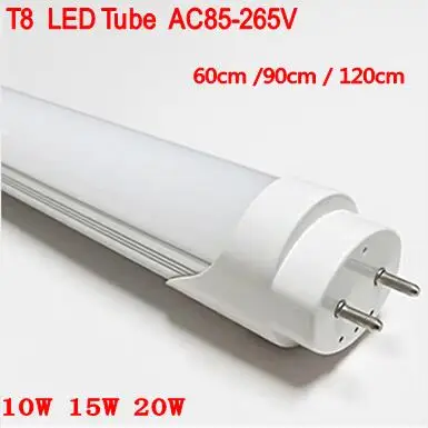30 шт./лот 2 фута 4 T8 Светодиодная трубка 60 см 90 120 свет 10 Вт 15 20 SMD2835 светодиодные