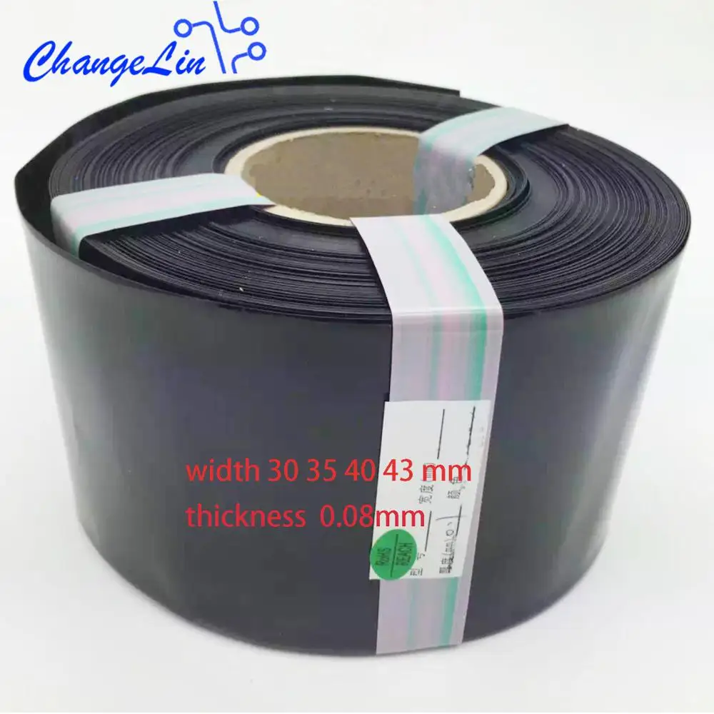 60mm Ancho 8M Longitud Plana Pvc Calor Shrink Tubo Negro para 18650 Baterías