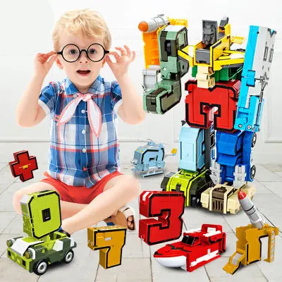 

[Забавный] DIY 10 в 1 креативный сборный трансформатор робот экшн-фигурки Обучающие цифры робот деформирующий самолет автомобиль Детский подарок игрушка