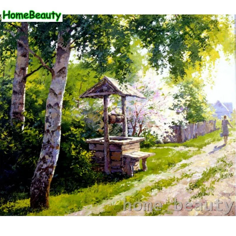 

Diy oil painting by numbers countryside acrylic coloring paint by number wall canvas modular painting for living room Y099