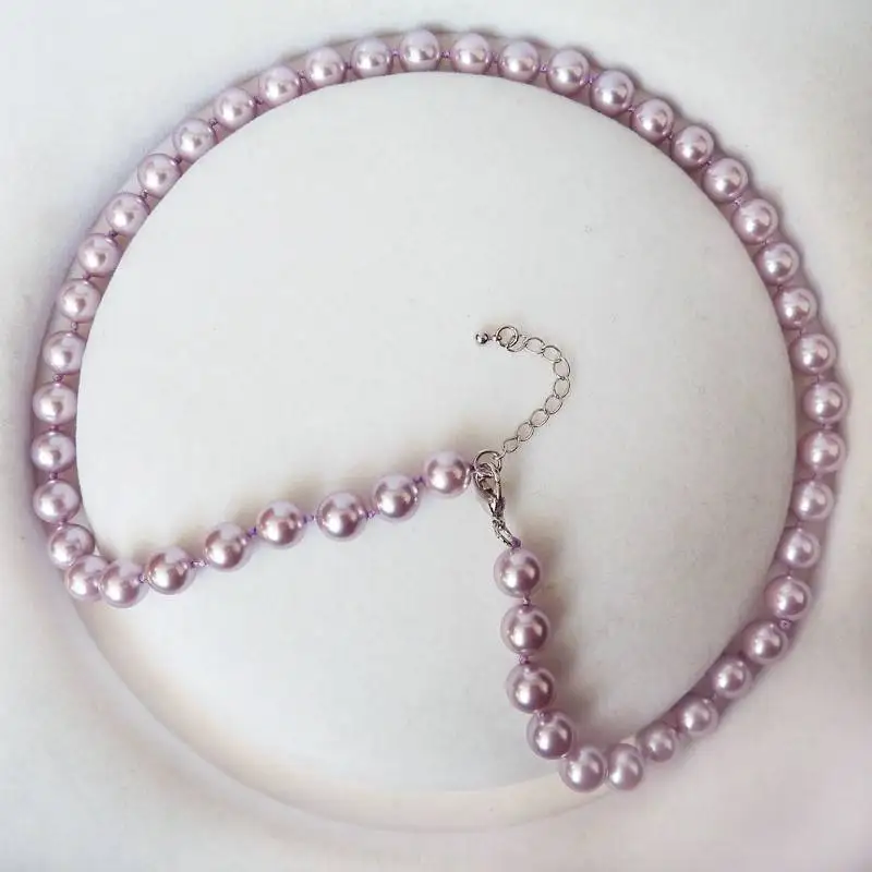 

8mm round purple color south sea shell pearl fashion necklace 17''@^ style Fine jewe Noble Natural natural FREE SHIPPING
