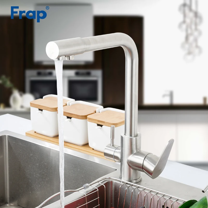 

FRAP Kitchen Faucets with filtered drinking water stainless steel kitchen sink faucet saving water taps mixer faucet tapware