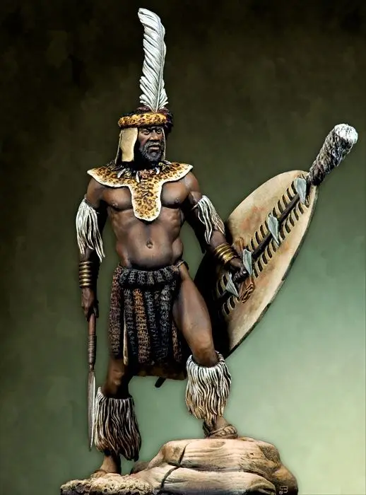 Unassambled 1/24 75mm Ancient Soldier Zulu Warrior Man Resin 