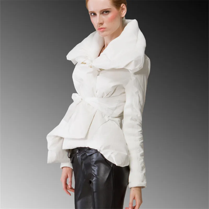 Женский пуховик camperas mujer invierno длинная куртка со шнуровкой и отложным воротником