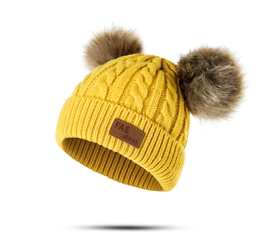 REAKIDS/новая зимняя детская шапка с помпоном; милые вязаные хлопковые теплые шапки для мальчиков и девочек; зимняя модная симпатичная детская шапочка