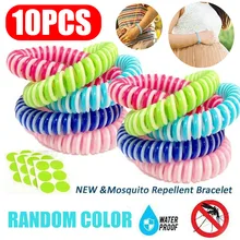10Pcs Natural Safe Mosquito Repellent Bracelet Waterproof Spiral Wrist Band Outdoor Indoor Insect Protection Baby Pest Control