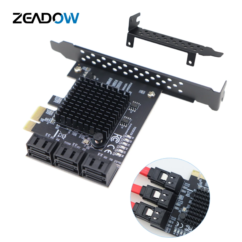 Адаптер PCIe 2 0x1 на SATA III 6 портов карта памяти чипсет Marvel не работает с Raid подходит