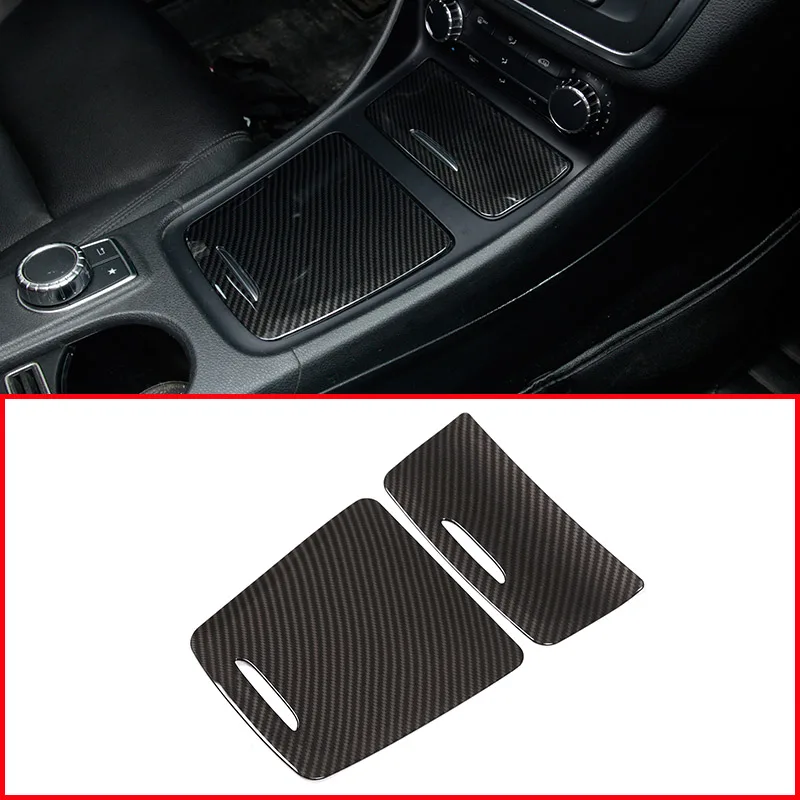 Carbon ABS Center Storage font b Box b font Panel Trim Ashtray Cover Car Stickers For