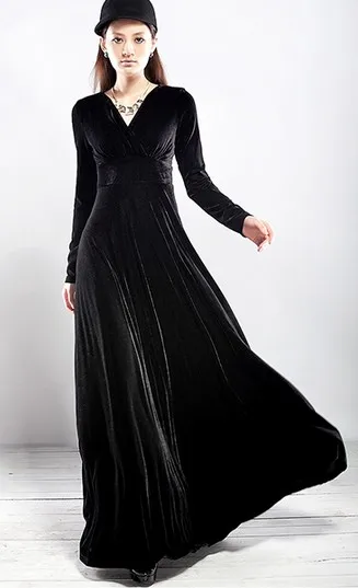 は*か様 Velour Long Dress black herli Hadley Velvet Satin Maxi Dress
