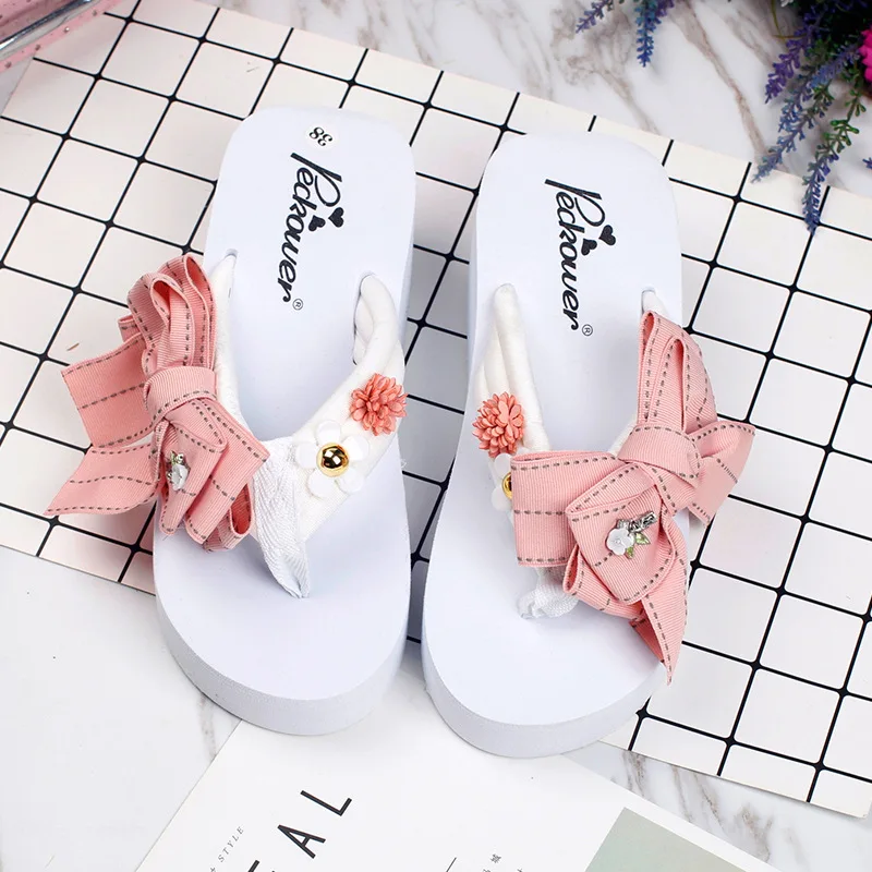 2019 Summer New Korean Womens Non-slip Wedge High Heels Flip Flops Slippers Online Ladies Fashion Platform Shoes62