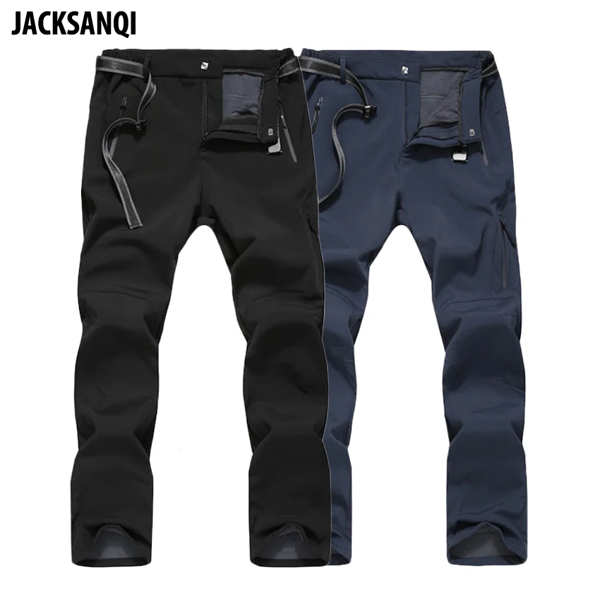 JACKSANQI hombres Otoño Invierno Fleece Softshell senderismo deportes al aire libre Pesca Trekking Camping pantalones más tamaño 5XL RA051