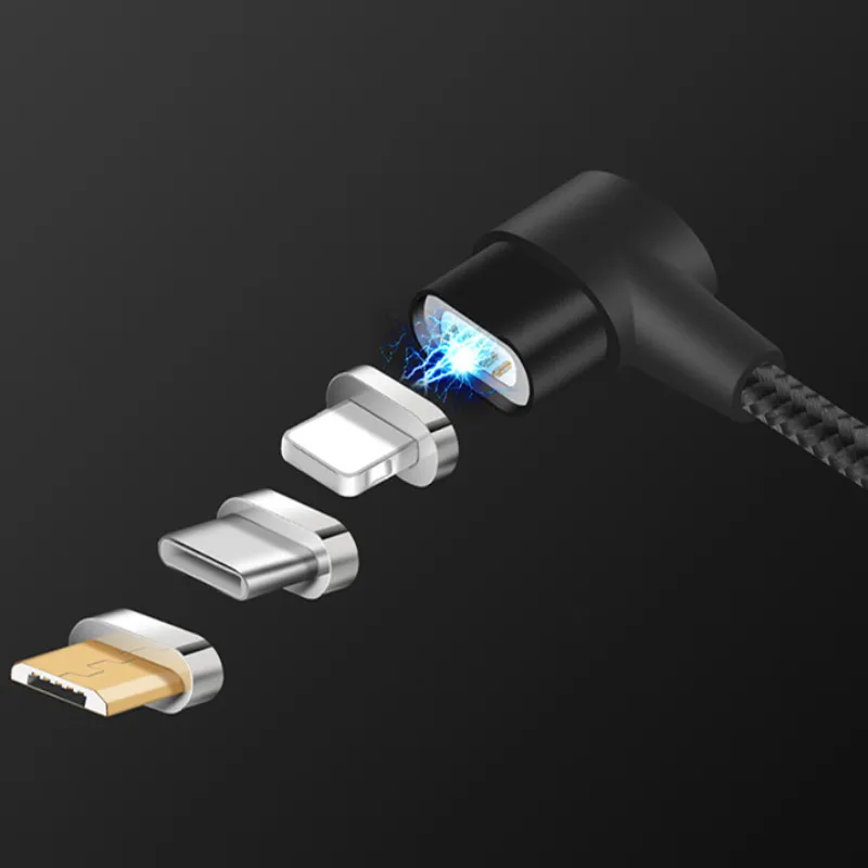 

90 degree Magnetic Cable usb c Micro usb Type C 8 Pin Fast Charging Magnet Charger for iphone X Xs MAX Xiaomi 6 Samsung S8 S9