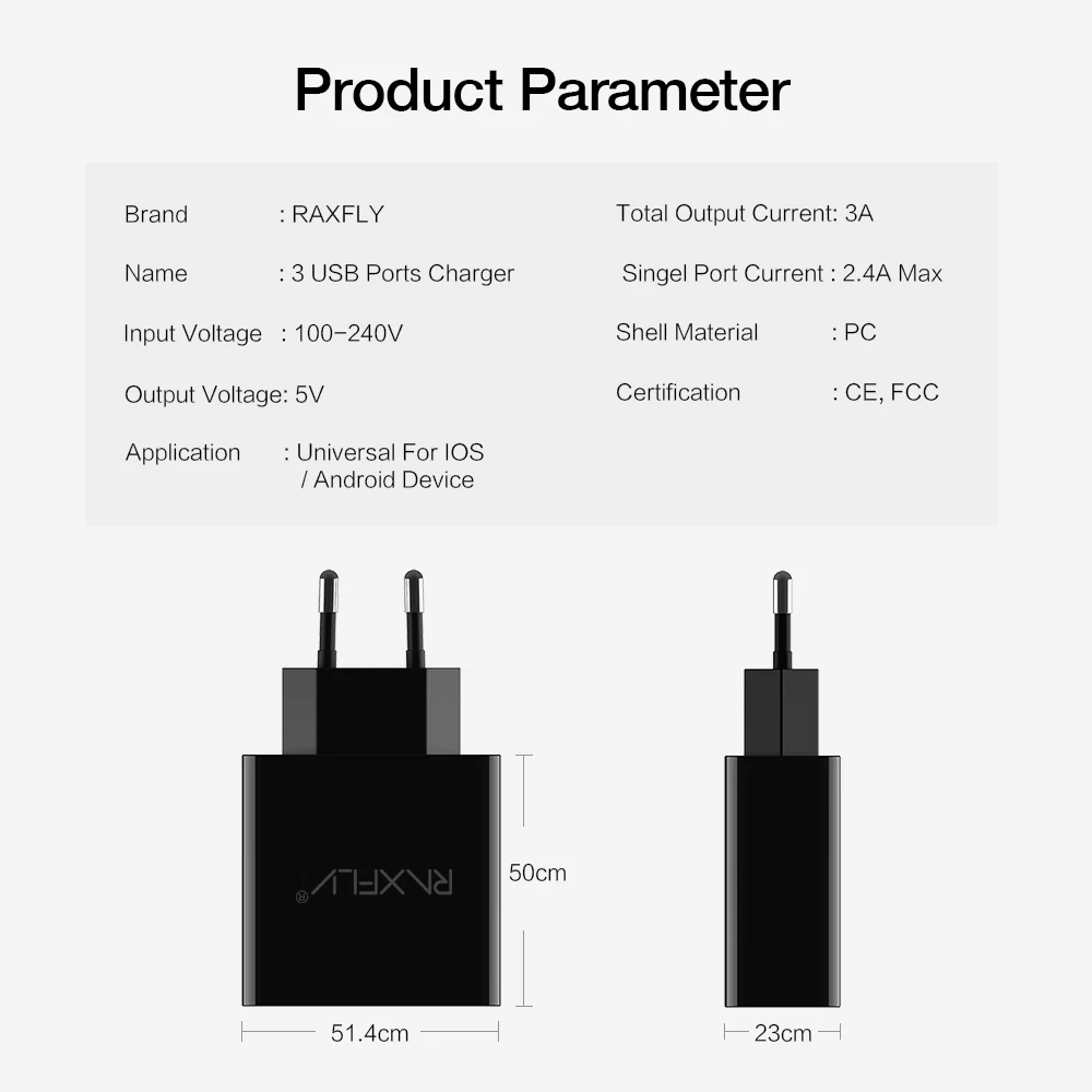 Raxfly 3 Порты USB телефон Зарядное устройство для iPhone Samsung iPad LED Дисплей [EU/US 5 В/2.4A] быстрой зарядки стены путешествия Зарядное устройство адаптер зарядное устройство зарядное устройство для телефона