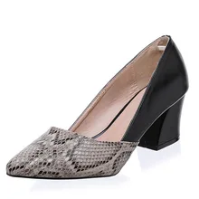 Snakeskin Pattern Women Pumps Sexy Pointed Toe Microfiber Leather High Heels Shoes Woman Zapatos Mujer Tacon