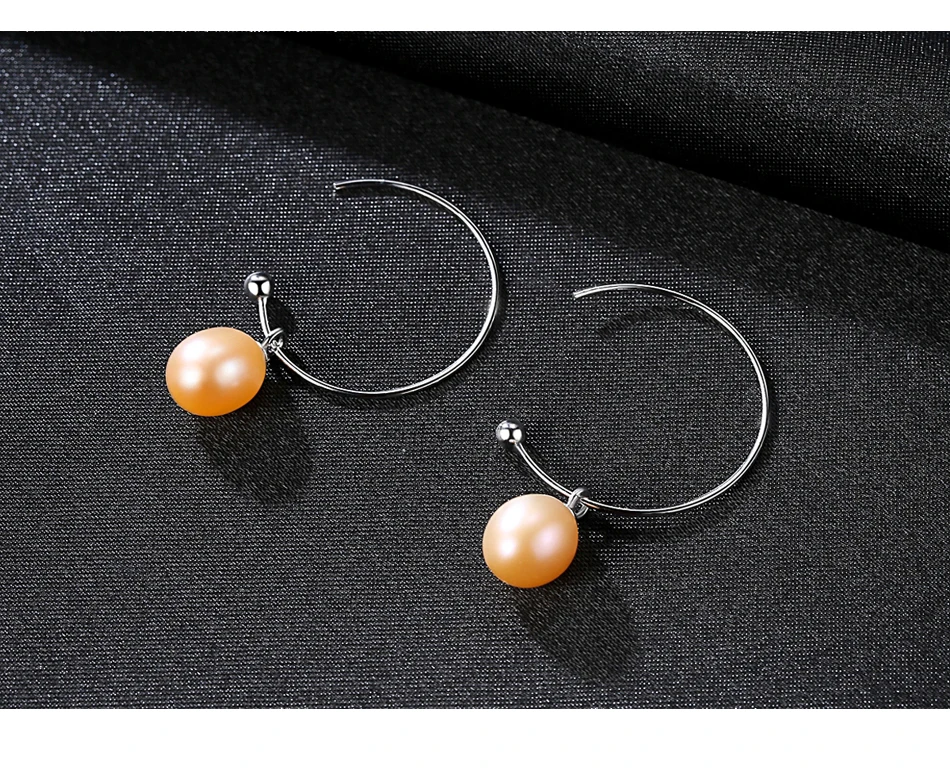 Fenchen Big Circle Freshwater Pearls Drop Earrings Women Fine Jewelry Authentic 925 Sterling Silver Brincos Christmas Gift AE002