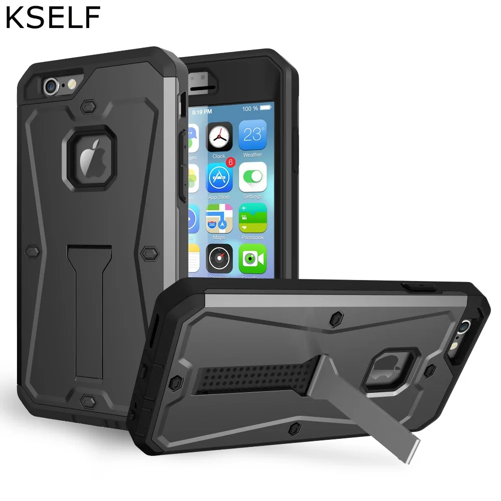 KSELF Full Protective Case For Apple iPhone 6s Case 6 Plus Cover with Built in Screen Protector