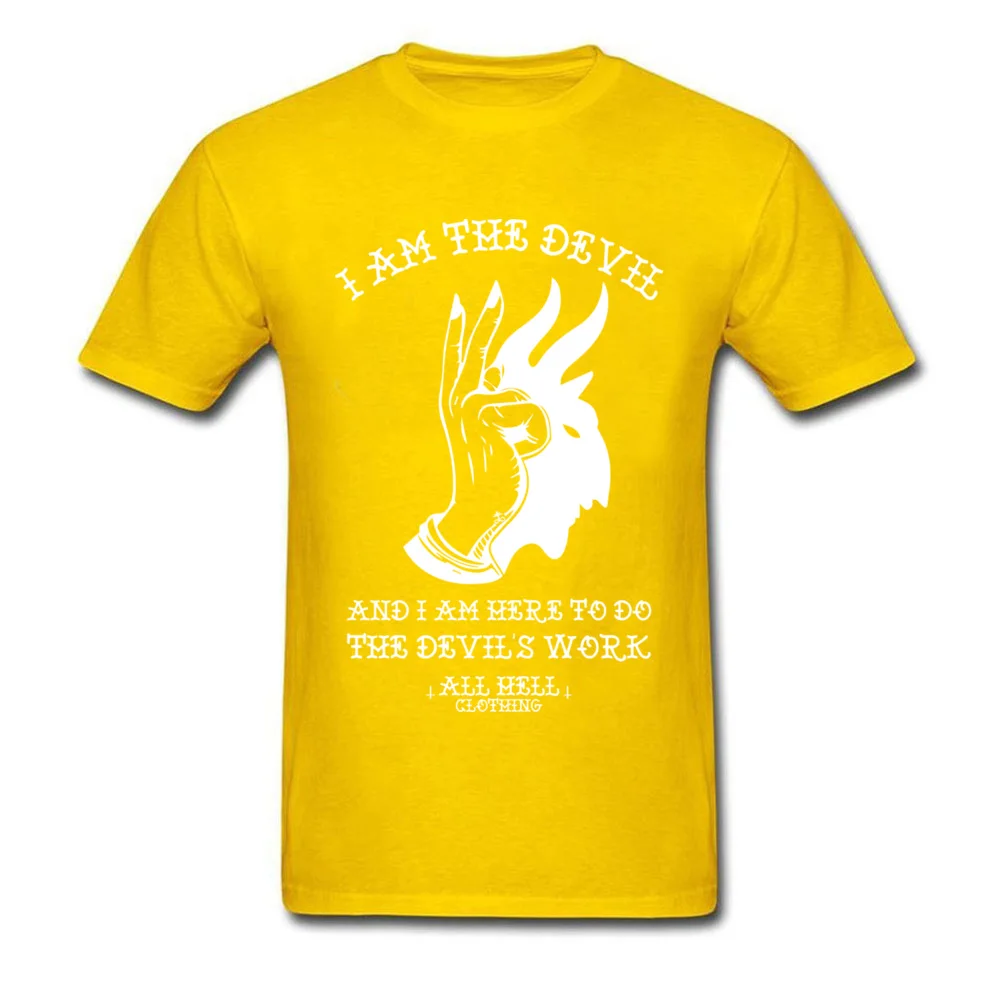 Devils Work white logo High Quality Short Sleeve Casual T Shirt 100% Cotton Fabric O-Neck Men Tees Custom Tee-Shirt Summer/Fall Devils Work white logo yellow