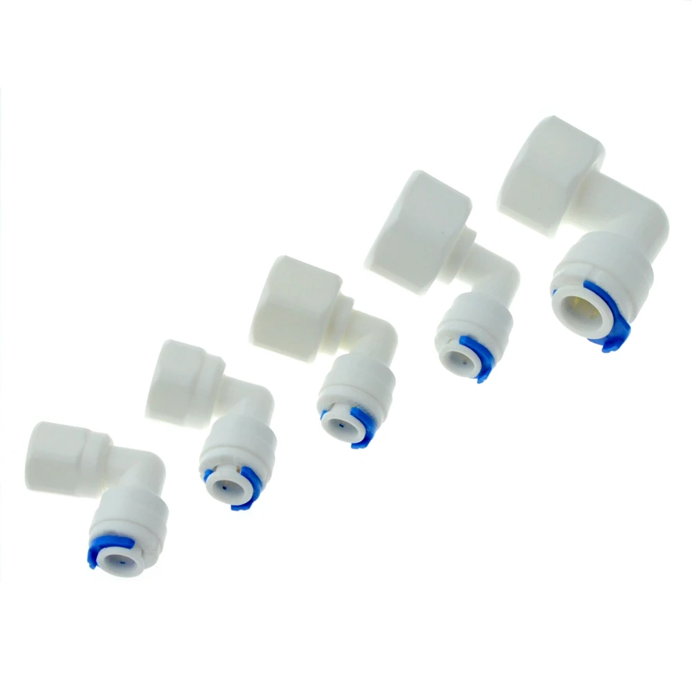 

RO Water Fitting Elbow 1/4" 3/8" OD Hose 1/4" 1/2" 1/8" BSP Female Thread Plastic Pipe Quick Osmose Reversa Aquario Connector