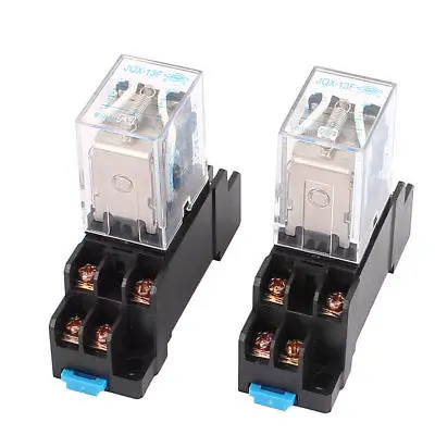 

DC12V 10A Coil Voltage 8 Pin DPDT Electromagnetic Power Relay w Socket Base 2Pcs