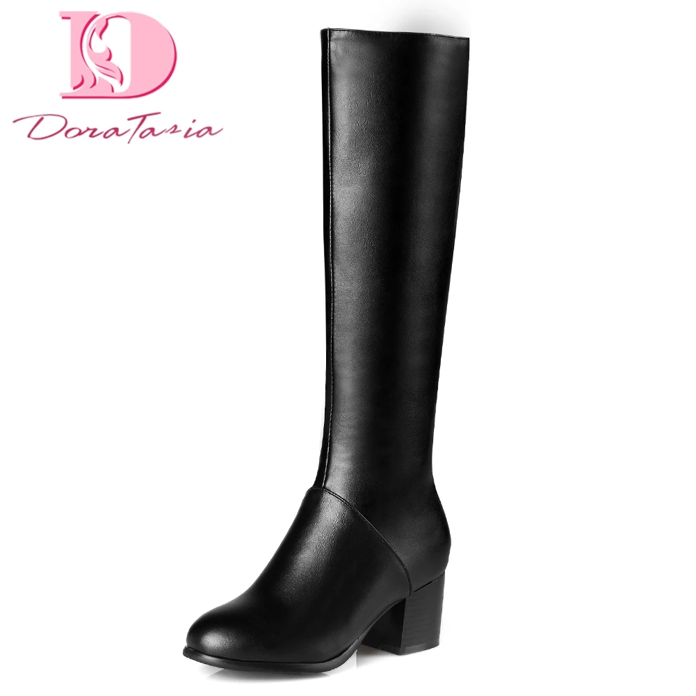 

DoraTasia 2018 best quality large sizes 32-45 winter knee-high Boots Women Shoes Woman leisure Black Woman Shoes fashion boots