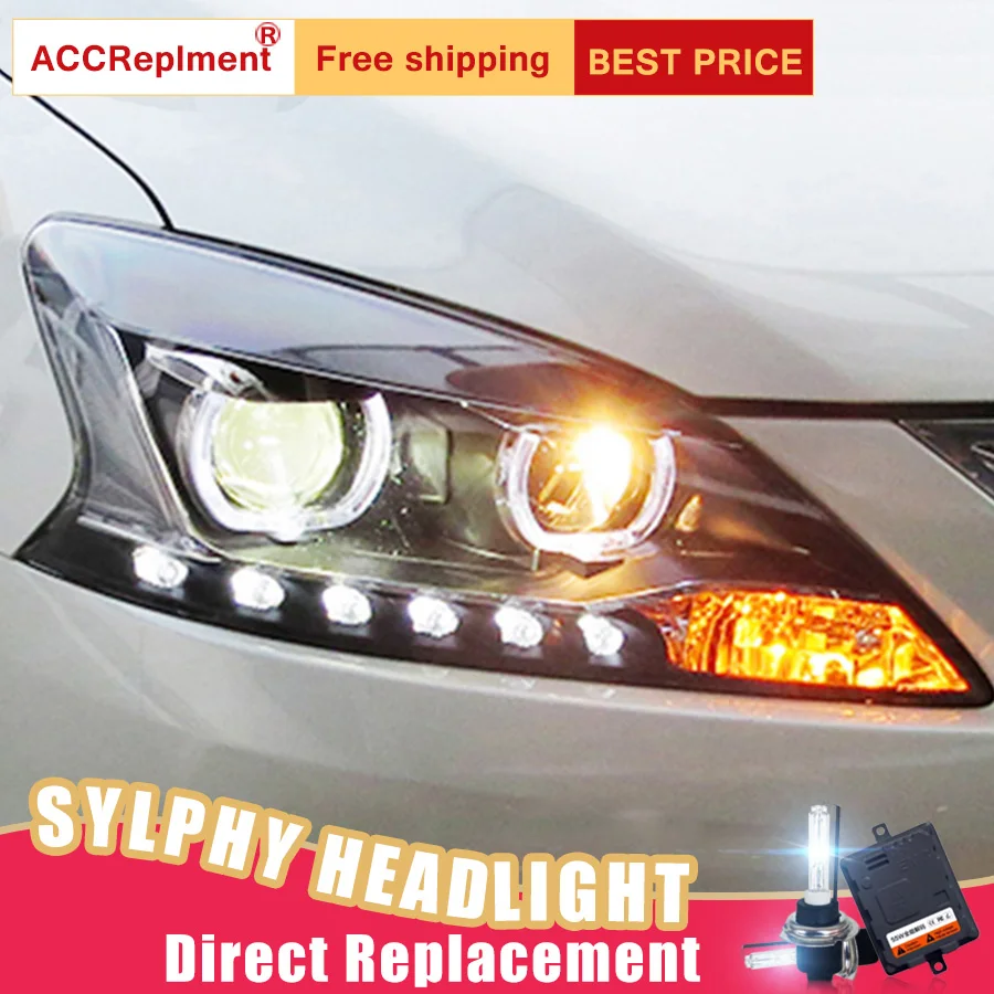 2Pcs LED Headlights For Nissan Sylphy 2012-2015 led car lights Angel eyes xenon HID KIT Fog Daytime Running Lights | Автомобили и