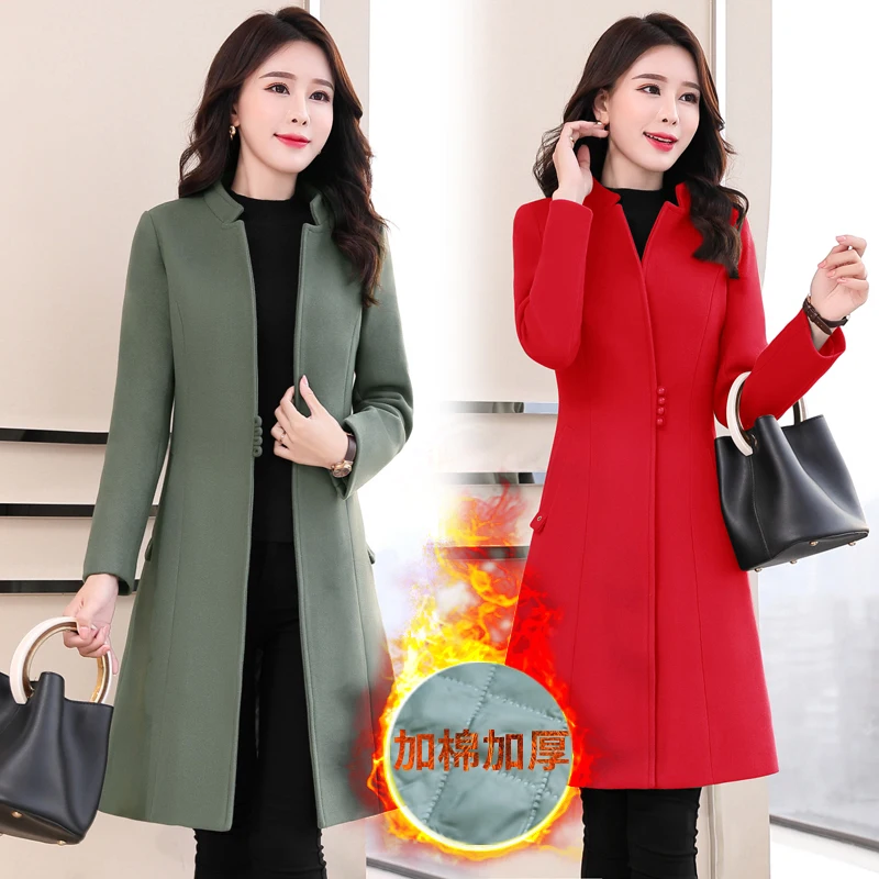 

new women's Warm woolen coat female spring autumn casual wild woolen long jacket Wool & Blends coat Slim Winter jacket Female