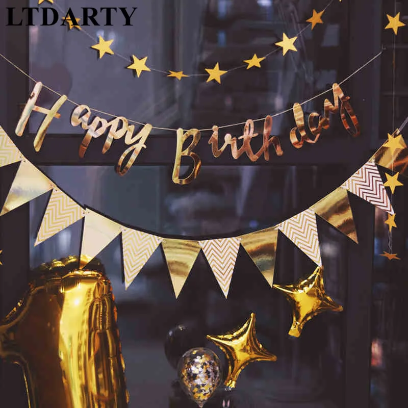 1-set-Gold-Wave-Paper-Banner-bunting-paper-Flag-Wedding-birthday-baby-shower-Party-Decor-Home_