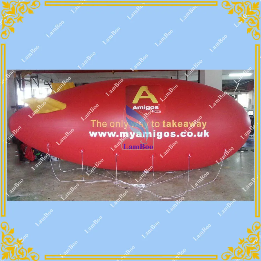 

Free Shiping 6m/20ft Long Red Inflatable Airship Blimp Zeppelin with your LOGO for Different Events Digital printing