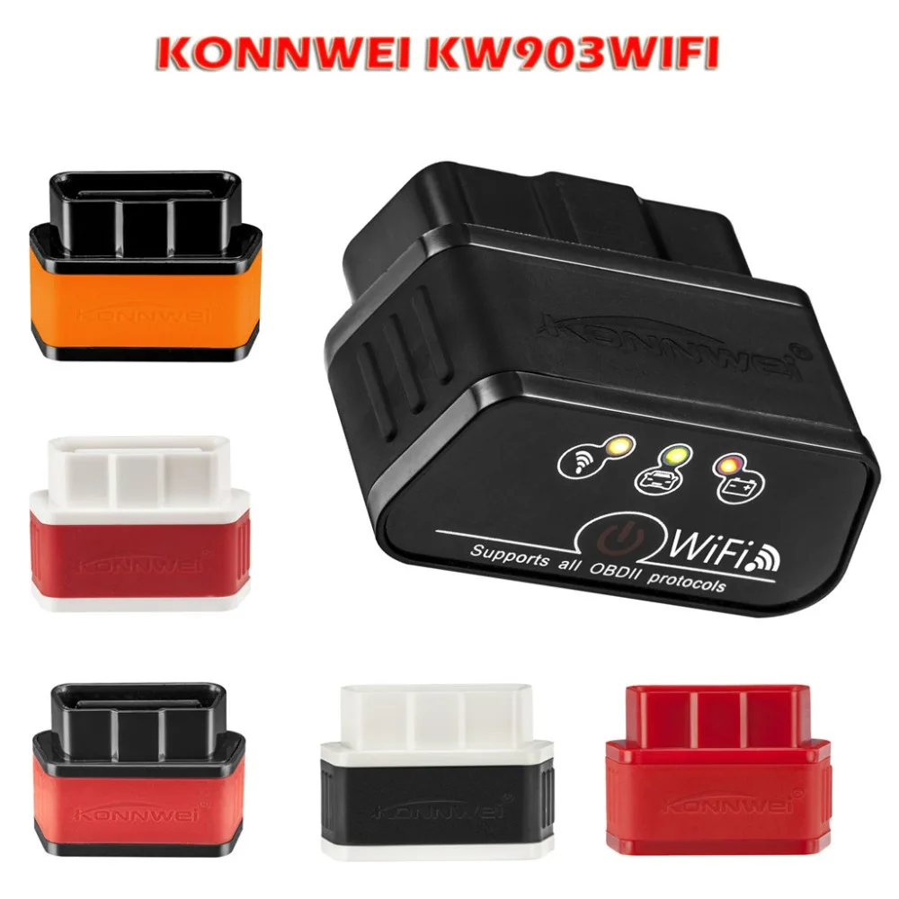 KONNWEI KW903 Wi-Fi ELM327 OBD2 диагностический сканер obd-ii сканеров штрих-кодов для iOS и Android Авто диагностический инструмент Wi-Fi