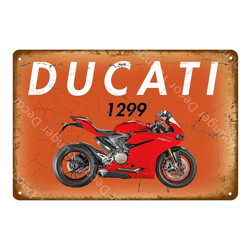 Винтажные металлические знаки для мотоциклов, настенный плакат Ducati Motor, настенная живопись, антикварная ретро картина для паба, бара, гаража, домашний декор