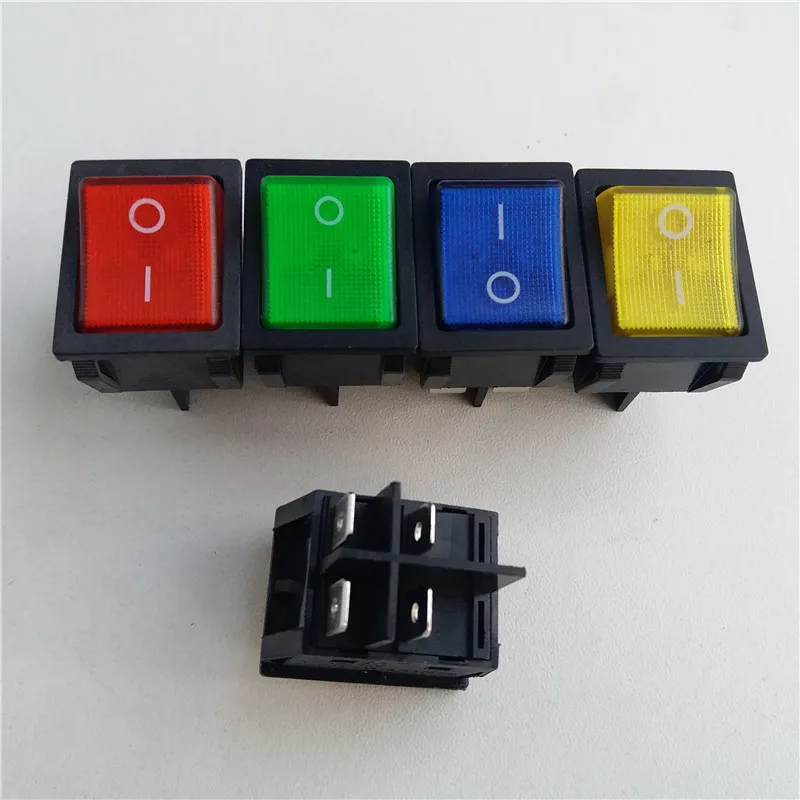 

8pcs rocker switch 250V 30A 4pin 2 gear KCD4 31*25mm NO-OFF Green/Red/Blue/Yellow for power supply