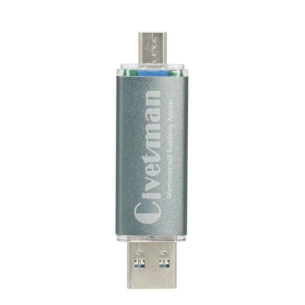 Civetman флеш-накопитель USB 3,0, металл, OTG, для телефона Android, высокоскоростной USB флеш-накопитель, 16 ГБ, 32 ГБ, 64 ГБ, 128 ГБ, флеш-накопитель, карта памяти - Цвет: Black